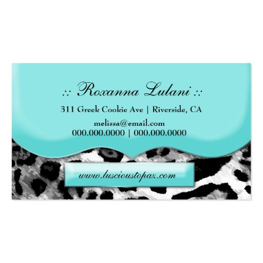 311 The Lavish Topaz Diamond Leopard Business Card (back side)