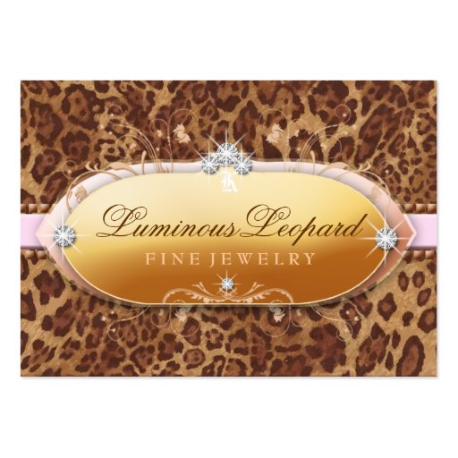 311 The Luminous Leopard Pink Trim Business Card Templates (front side)