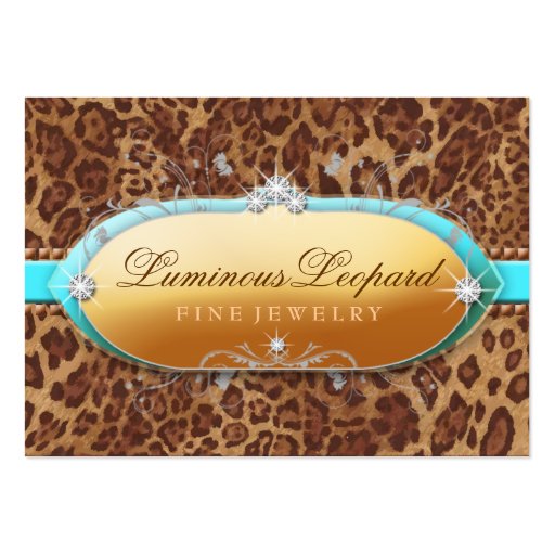 311 The Luminous Leopard Turquoise Trim Business Card Template