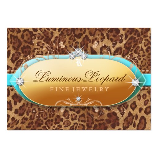 311 The Luminous Leopard Turquoise Trim Business Card Template (front side)