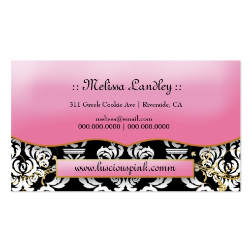 311-The Luscious Pink Plate | Black Business Cards (back side)
