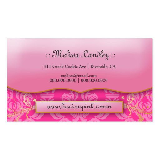 311-The Luscious Pink Plate | Hott Pink Business Cards (back side)
