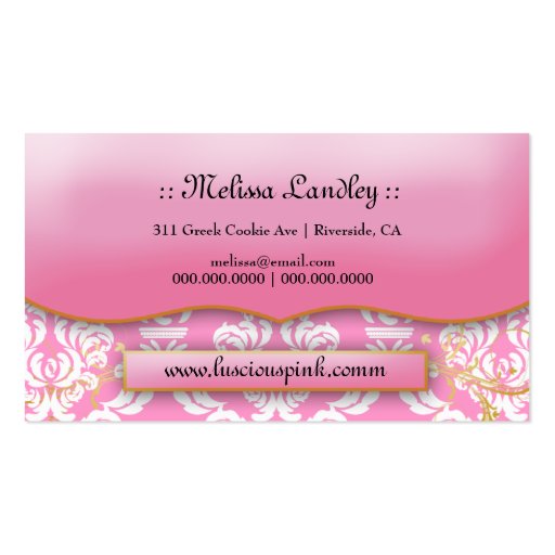 311 The Luscious Pink Plate Pink Business Cards (back side)