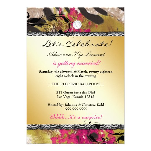 311 Tigress Zebra Rose Pink Invitation