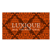 311 Timeless Tangelo Damask Business Card Templates