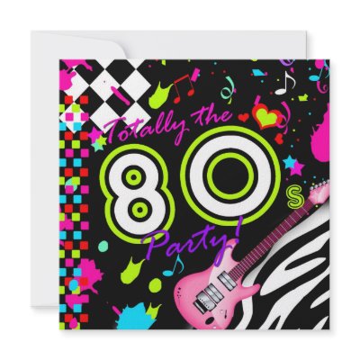 311-Totally the 80s Party - Pink Guitar Personalized Invite by Jill311