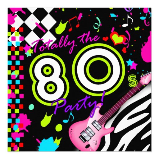 311-Totally the 80s Party - Pink Guitar Personalized Invite