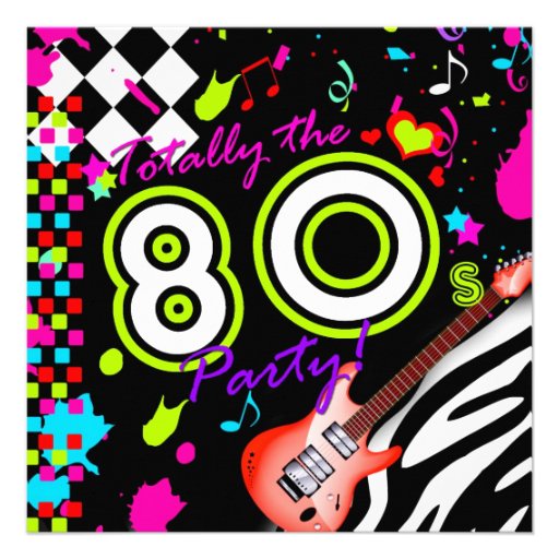 311-Totally the 80s Party - Red Guitar Personalized Invite