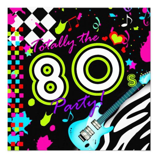 311 Totally the 80s Party - Turquoise Guitar Custom Invites