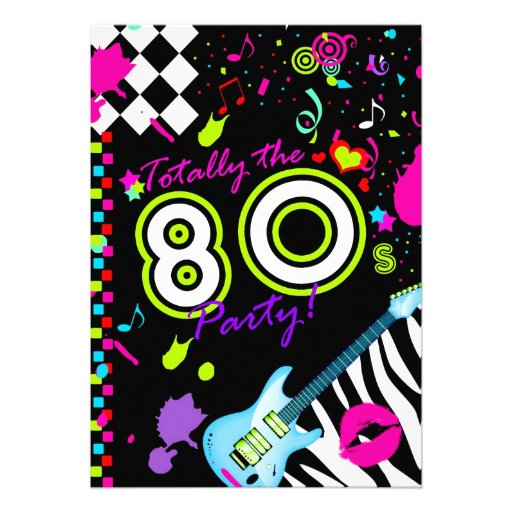 311-Totally the 80s Party - Turquoise Guitar Custom Invitation