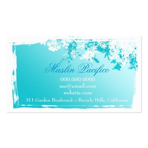 311-TRANQUIL GARDEN BLUE FADE BUSINESS CARD TEMPLATES (back side)