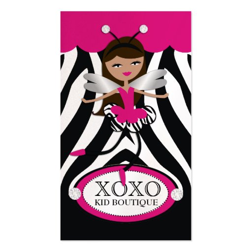 311 Trendy Little Dancer Pink Awning Zebra Pearl Business Cards (front side)