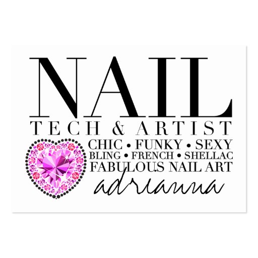 311 Tres Chic Nail Tech Diamond Heart Business Cards
