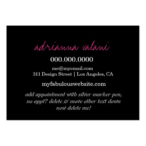 311 Tres Chic Nail Tech Diamond Heart Business Cards (back side)