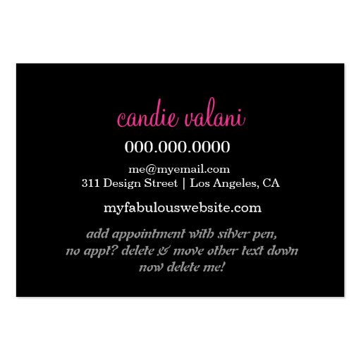 311 Tres Chic Pink Stripes Business Cards (back side)