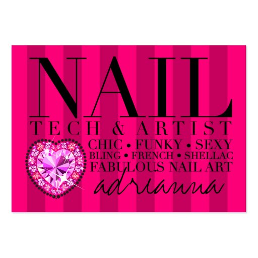 311 Tres Chic Pink Stripes Nail Tech Business Card