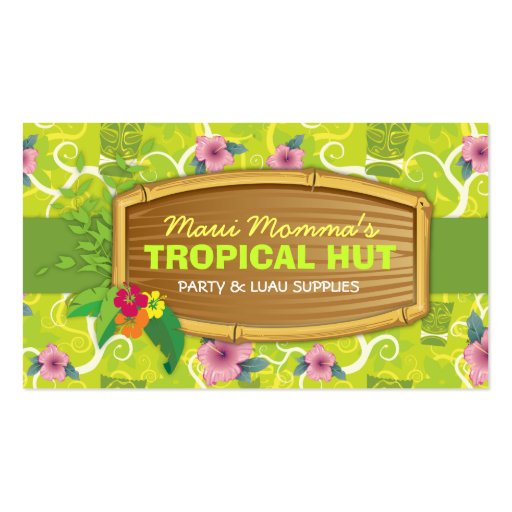 311-Tropical Tiki - Lime Green Business Card (front side)