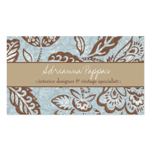 311 TURQUOISE FLORAL VINTAGE BUSINESS CARD TEMPLATES (front side)