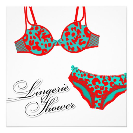 311-Turquoise Red Leopard Lingerie Set Invitations