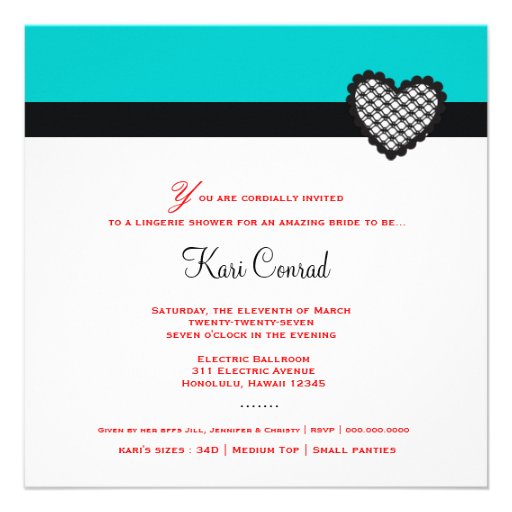 311-Turquoise Red Leopard Lingerie Set Invitations