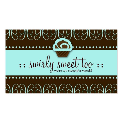 311-Turquoise Swirly Sweet Too Business Card Templates (front side)