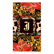 311-UNTAMED LILY LEOPARD & LACE ORANGE business cards