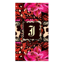 311-UNTAMED LILY LEOPARD & LACE PINK BUSINESS CARDS