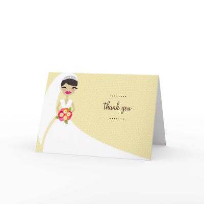 311-UPDO BRIDE THANK YOU BRUNETTE Note Card