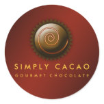 311-Upscale Gourmet Chocolate Crimson Round Stickers