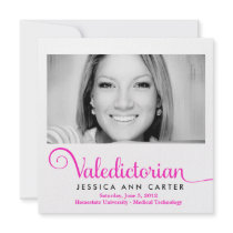 311 Valedictorian in Hot Pink Graduation Invitations