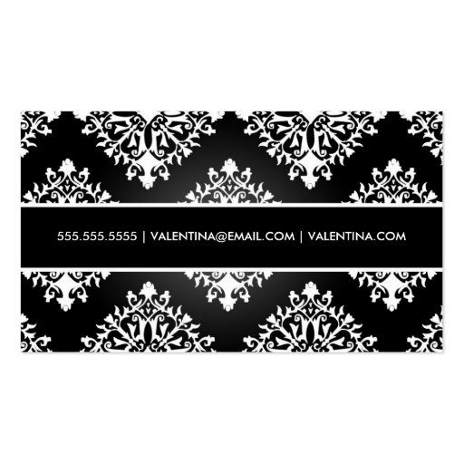 311 Valentina Noir et Blanc Damask Business Cards (back side)