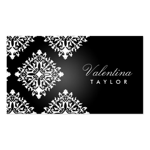 311 Valentina Noir et Blanc Damask Business Cards (front side)