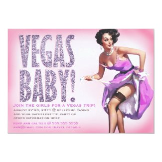 311 Vegas Baby Pinup Girl Sparkle Personalized Announcement