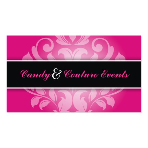 311 Vincelette Damask Hot Pink Liquorice Business Card