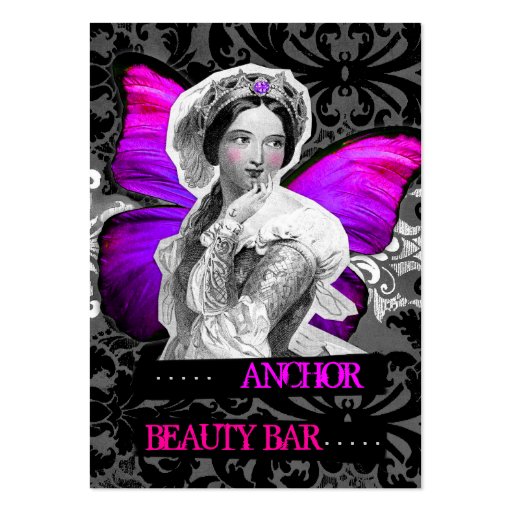 311 Vintage Butterfly Beauty Anchor Purple Pink Business Card Templates (front side)