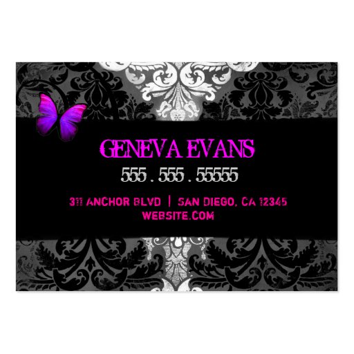 311 Vintage Butterfly Beauty Anchor Purple Pink Business Card Templates (back side)