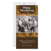 311-Vintage Damask  Thanksgiving Personalized Photo Card