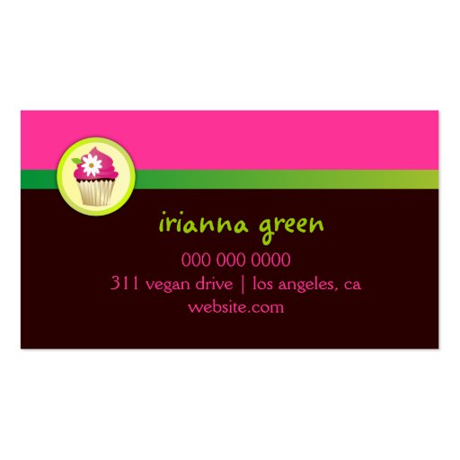 311 Viva Cupcake Pink n Green Stripes Business Card (back side)