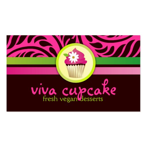 311 Viva Cupcake Pink n Green Stripes Business Card