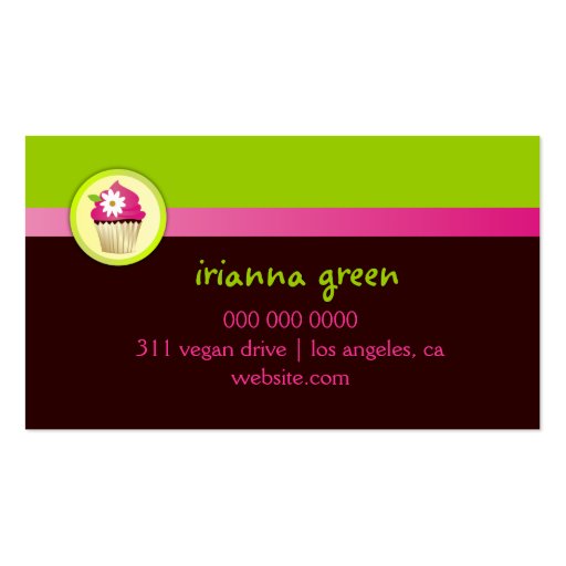 311 Viva Cupcake Vertical Green Business Card Templates (back side)