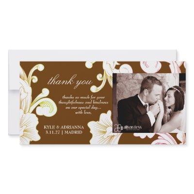 311-Vivid Foliage Flare Chocolate Brown Thank You Photo Cards by Jill311