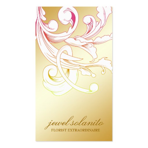 311-Vivid Foliage Flare Golden Business Card Templates (front side)