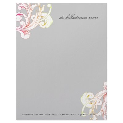 311-Vivid Foliage Gray Flare Personalized Letterhead by Jill311