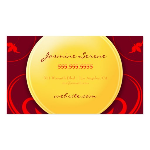 311 Warm Spa Delight Business Card Template (back side)