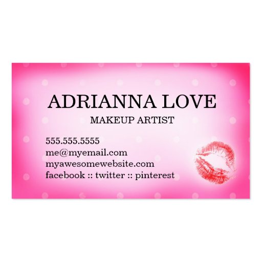 311 Well Hello Gorgeous Pink Lip Beauty Business Card Template (back side)