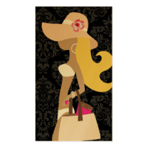 311 White Bikini Pink Floral Fashionista Blonde Business Card Template