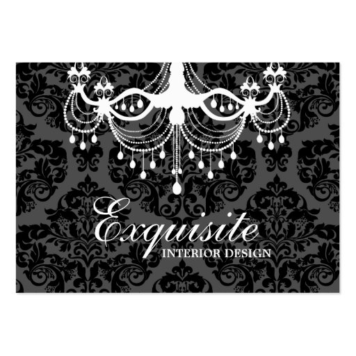 311 White Chandelier Damask Business Card (front side)