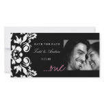 311-White Damask "ONE" Pink Save the Date Photo Card Template
