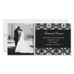311-WHITE DAMASK WEDDING PHOTO CARD