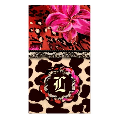 311-WILD LILY LEOPARD & LACE PINK BUSINESS CARDS by Jill311